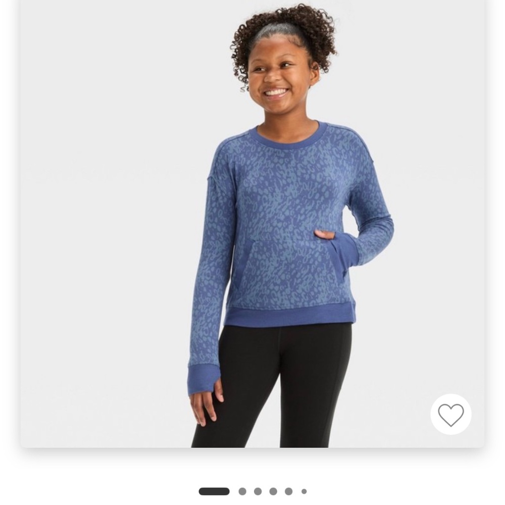 Girls’ Cozy Soft Crewneck Sweatshirt and Matching Joggers - All In Motion Blue S